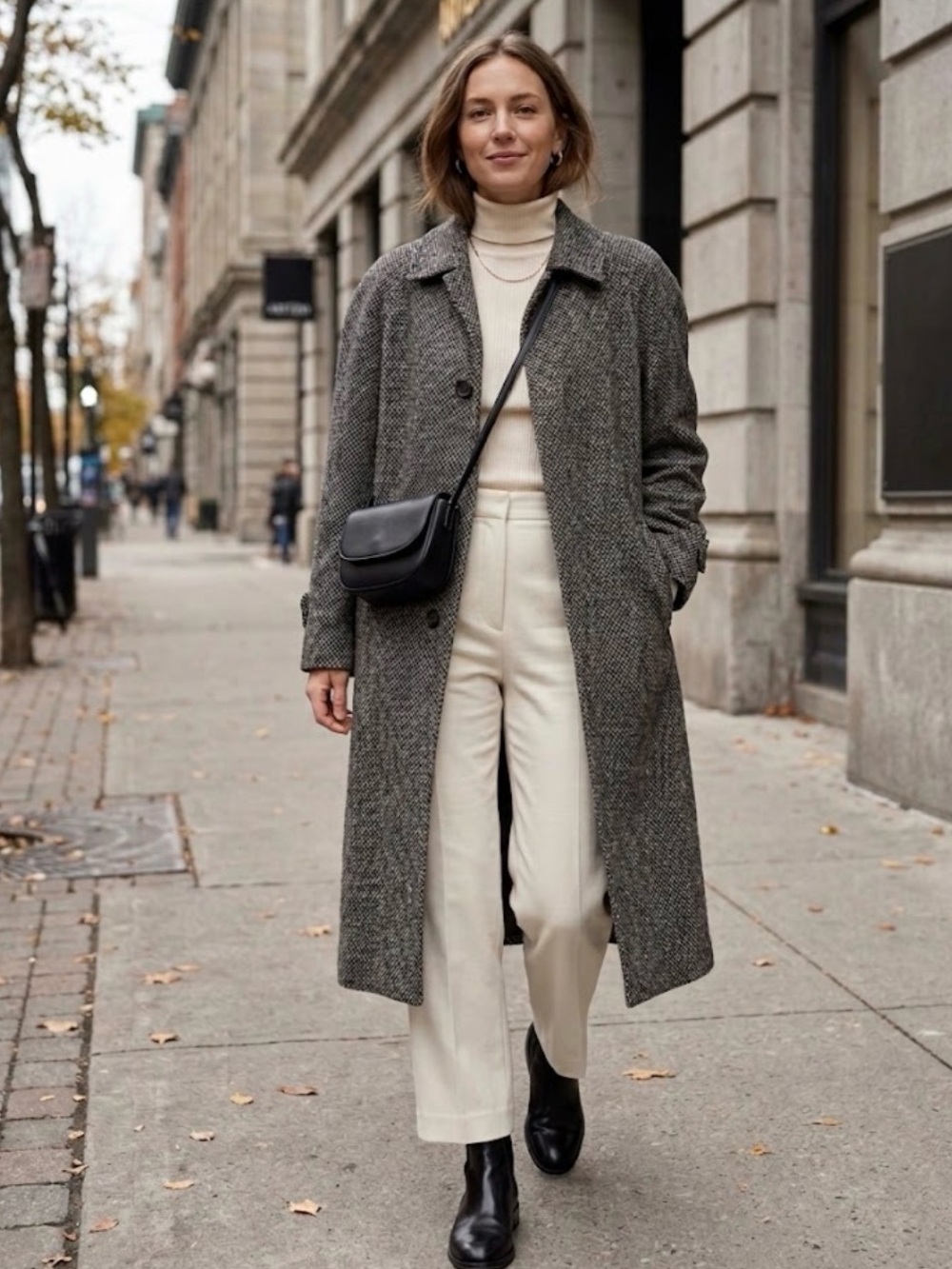 Vintage Men's Wool Herringbone Overcoat